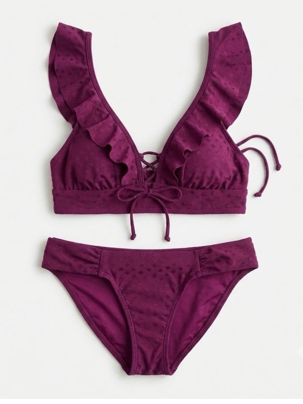 Robin Piccone Julianna Ruffle Bikini Set Eggplant Purple Small NWOT